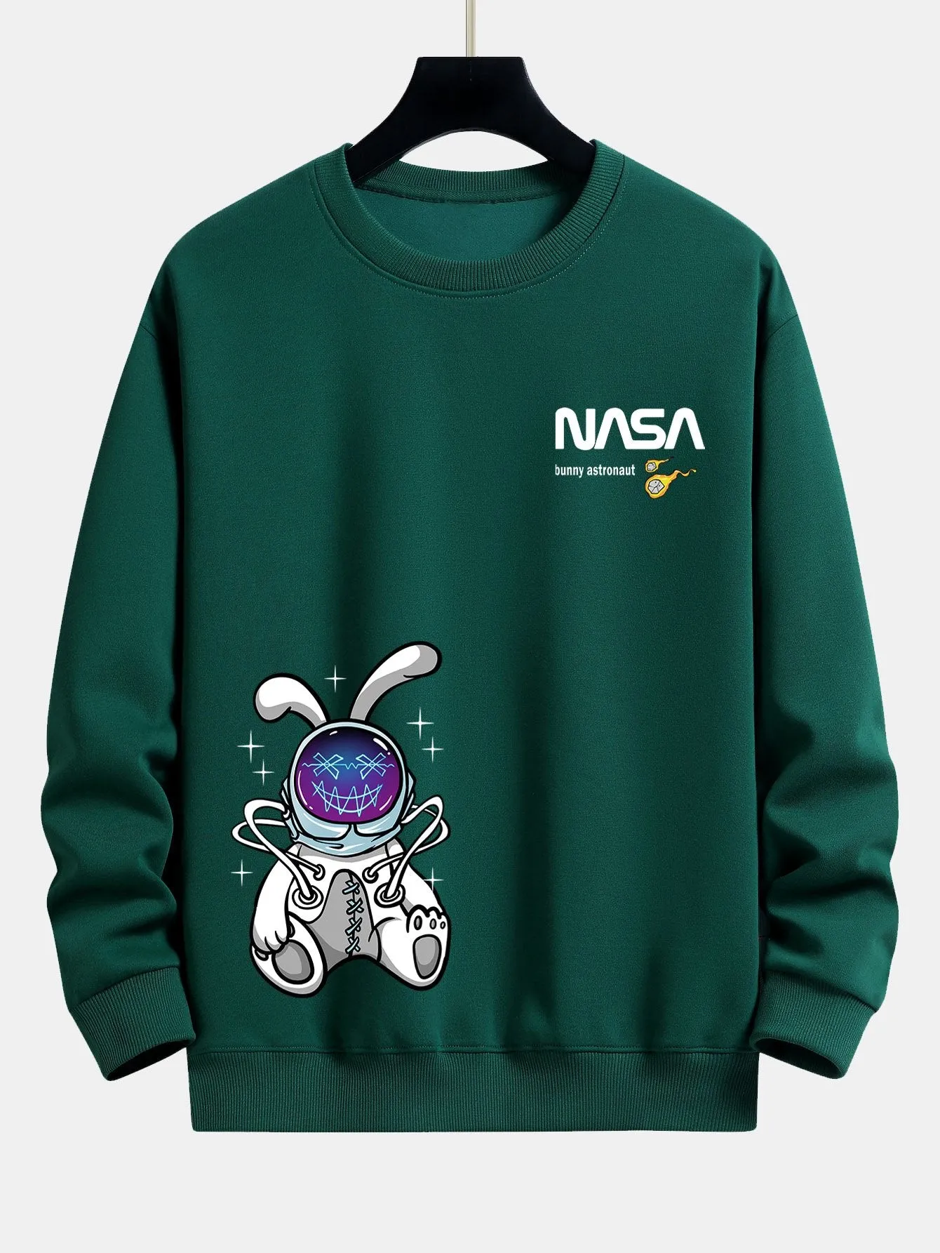 Nasa Astronaut Bunny Print Relax Fit Sweatshirt sold by Hoooyi product image thumbnail 4