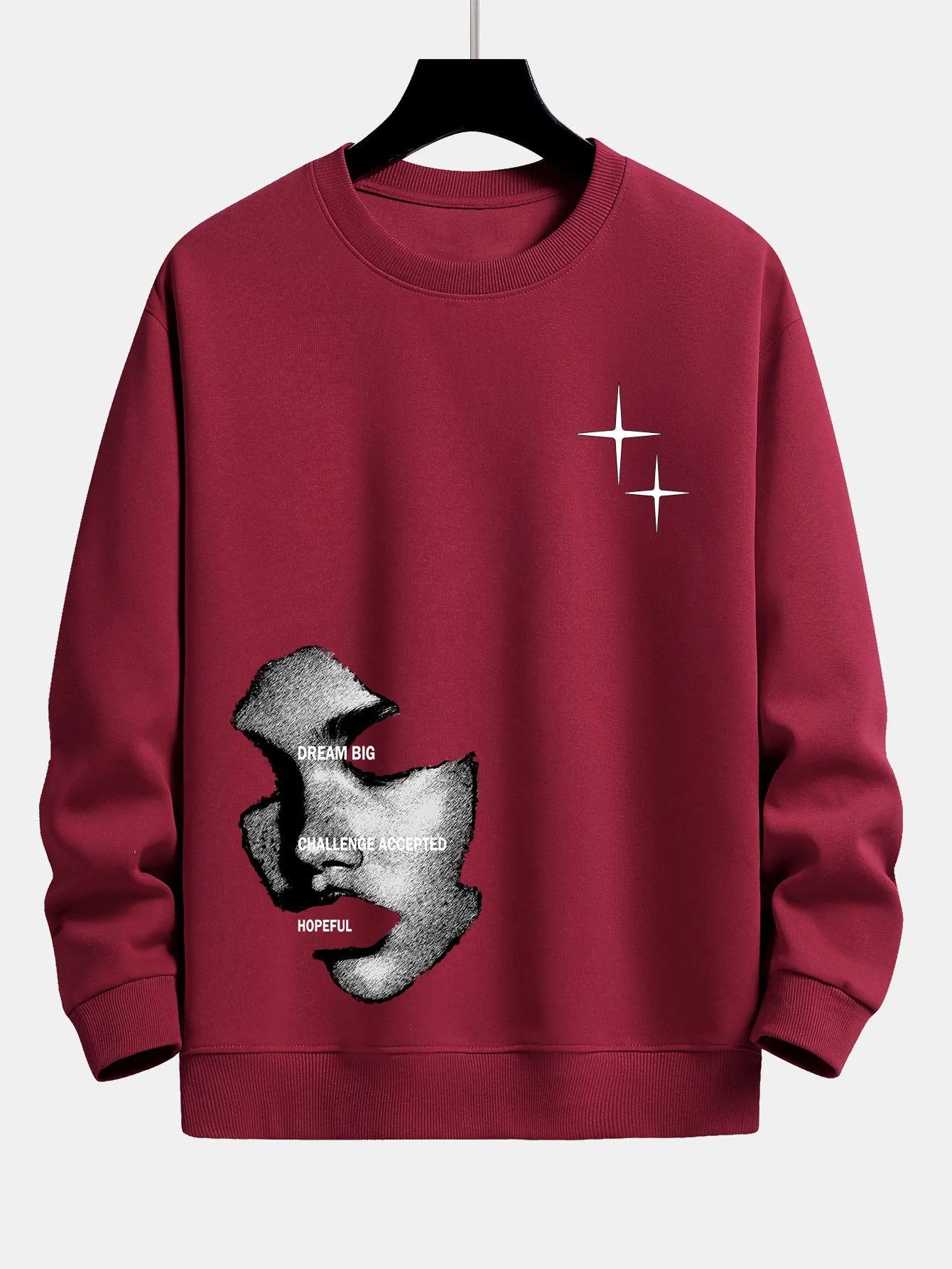 Face Contour Print Relax Fit Sweatshirt sold by Hoooyi product image thumbnail 3