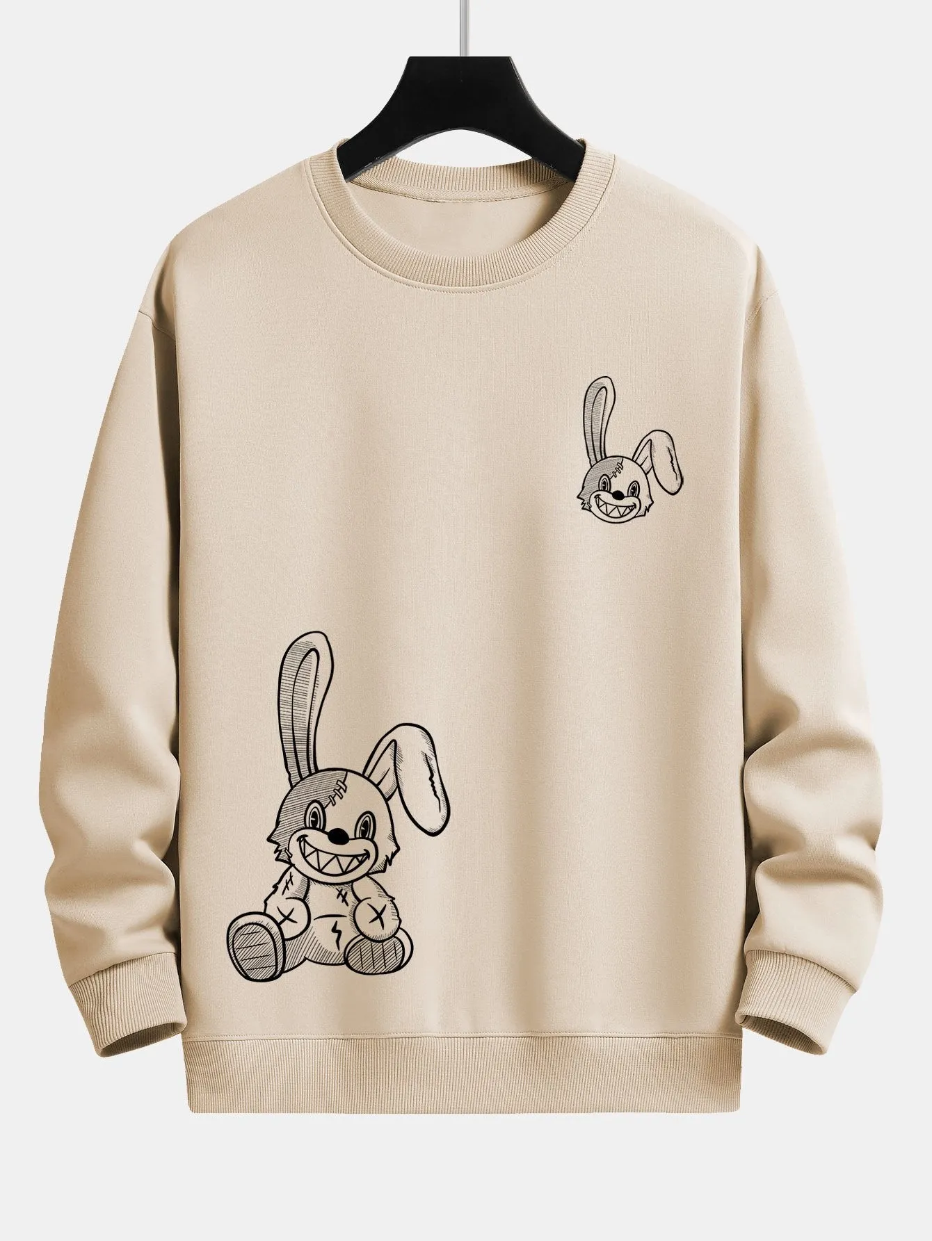 Smiling Bunny Print Relax Fit Sweatshirt sold by Hoooyi product image thumbnail 2