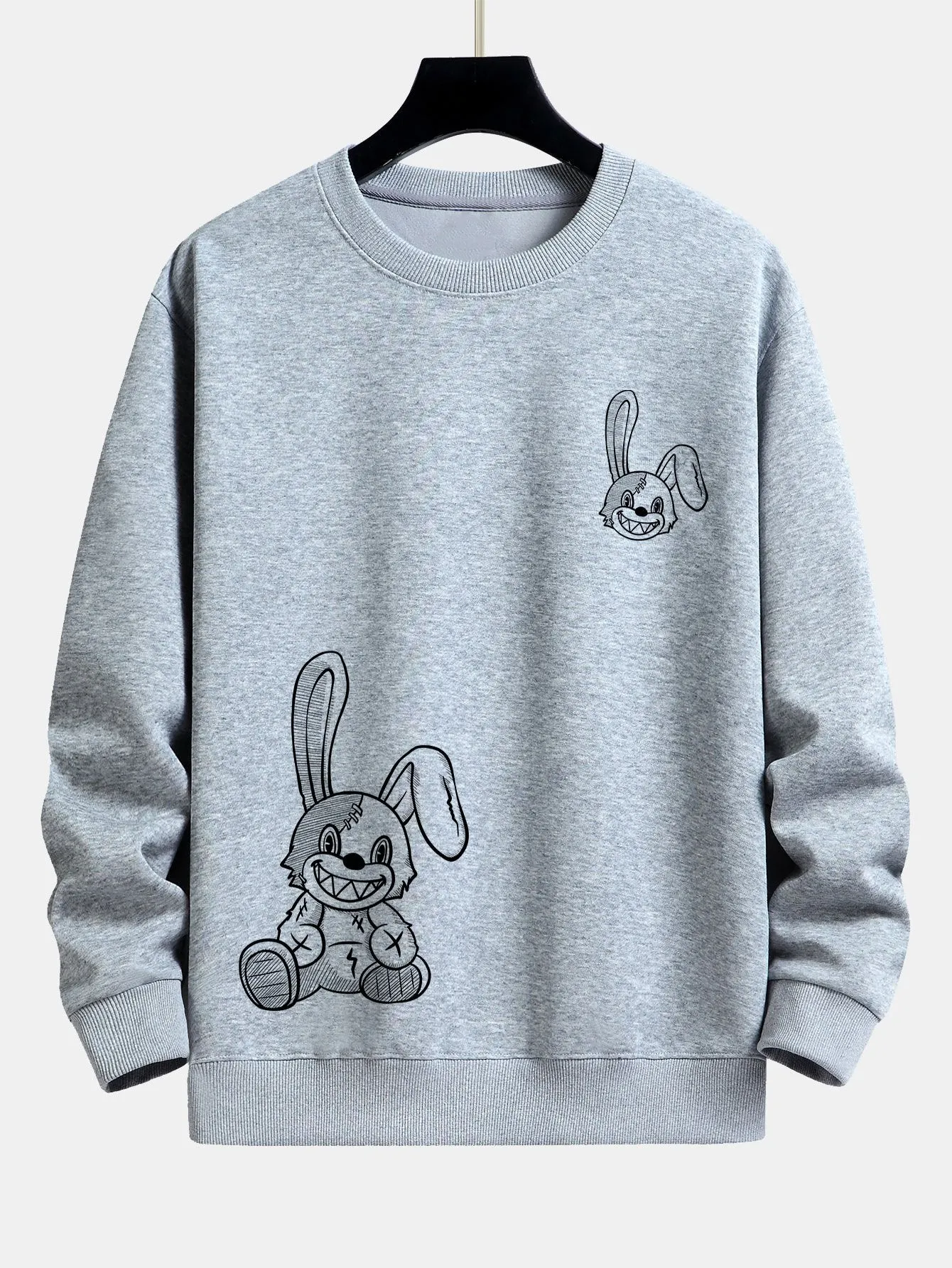Smiling Bunny Print Relax Fit Sweatshirt sold by Hoooyi product image thumbnail 5