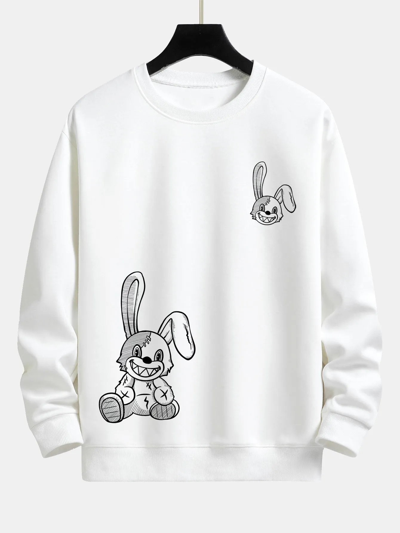 Smiling Bunny Print Relax Fit Sweatshirt sold by Hoooyi product image thumbnail 4