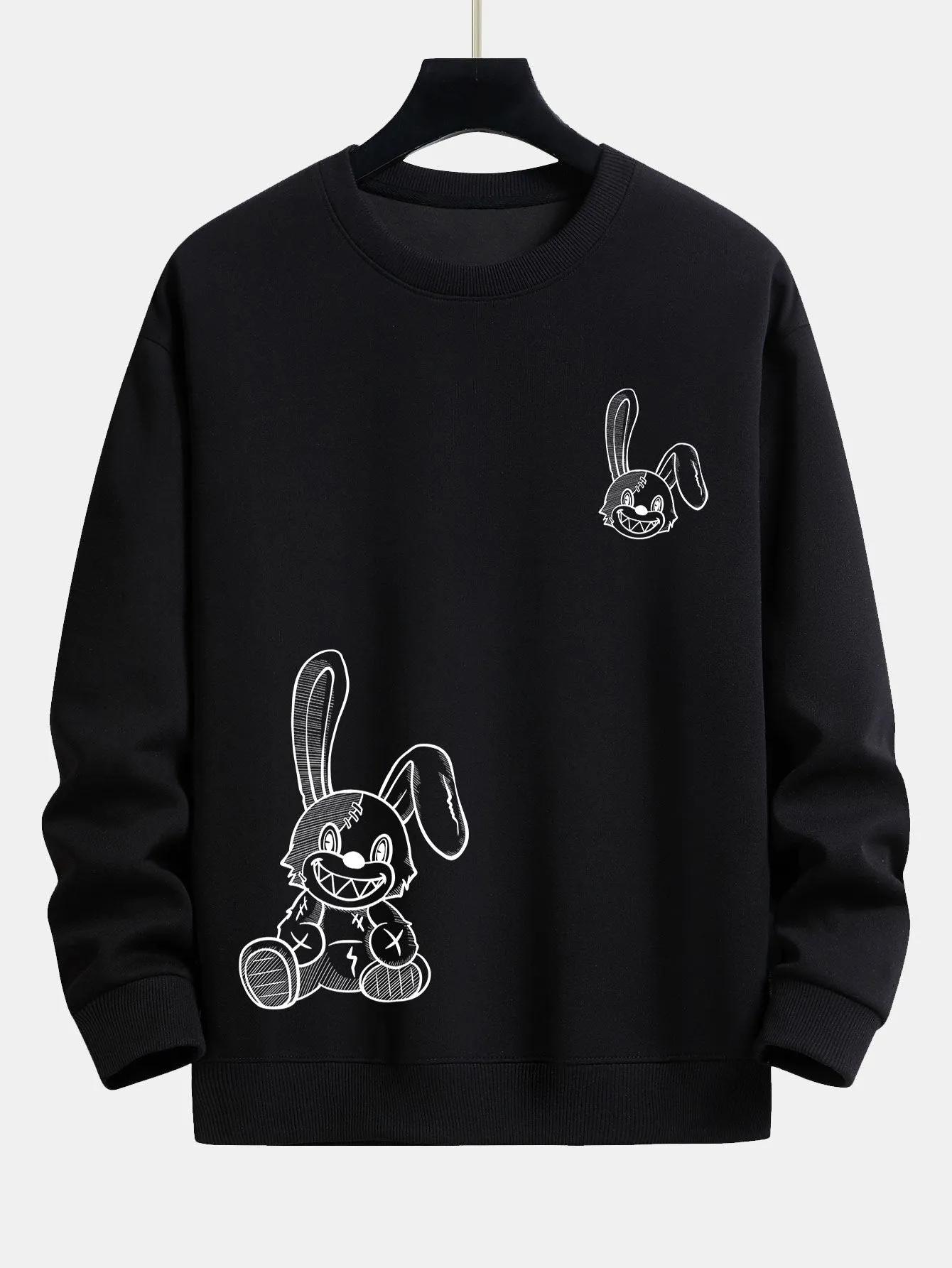 Smiling Bunny Print Relax Fit Sweatshirt sold by Hoooyi product image thumbnail 3
