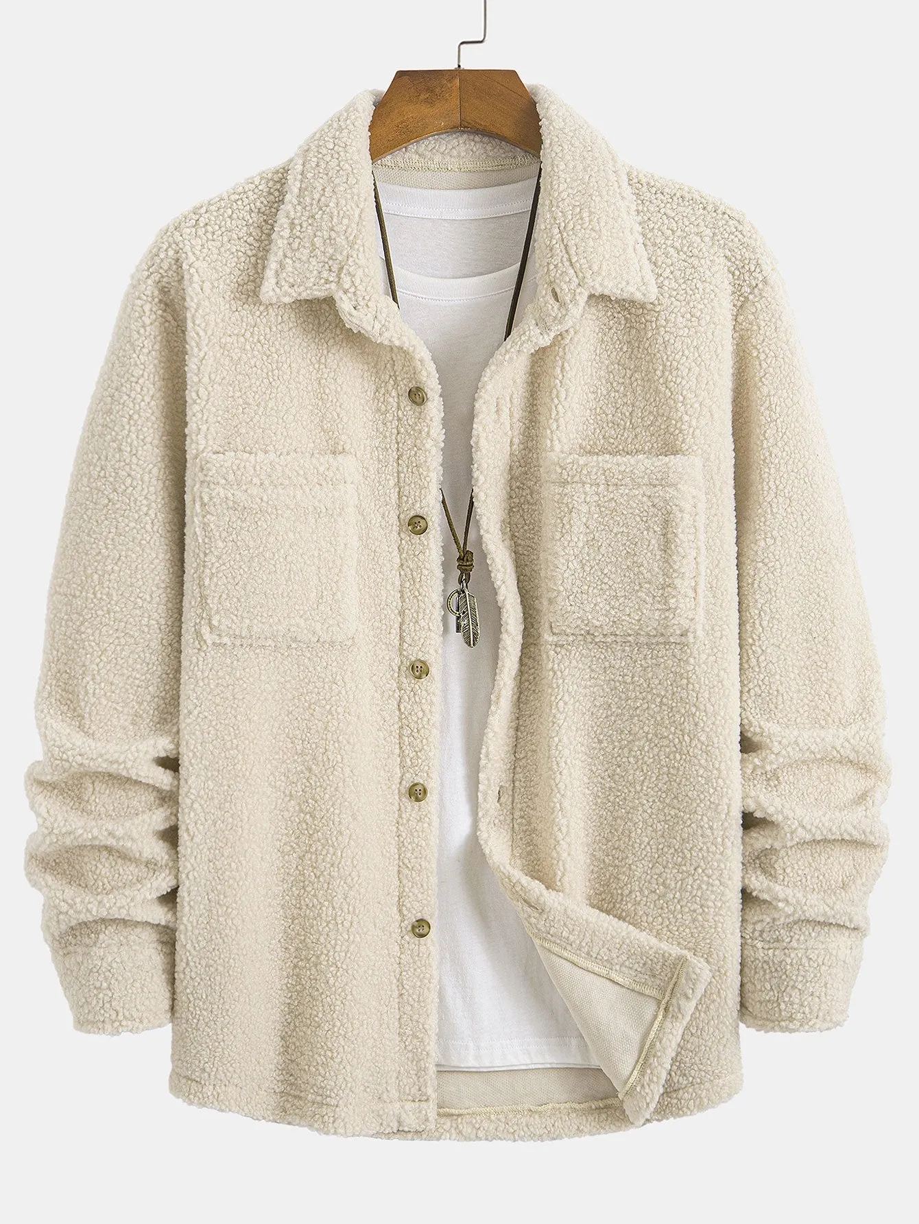 Teddy Fleece Button Up Shirt sold by Hoooyi product image thumbnail 3