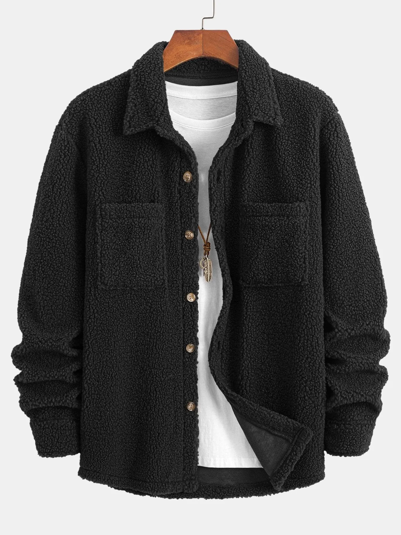 Teddy Fleece Button Up Shirt sold by Hoooyi product image thumbnail 5