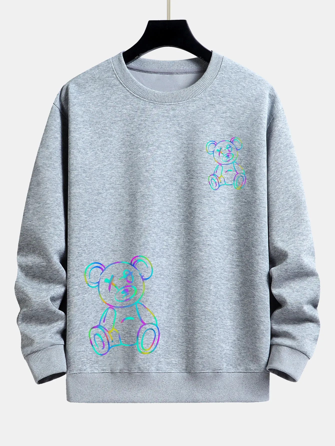 Fashion Colorful Bear Print Relax Fit Sweatshirt sold by Hoooyi product image thumbnail 5
