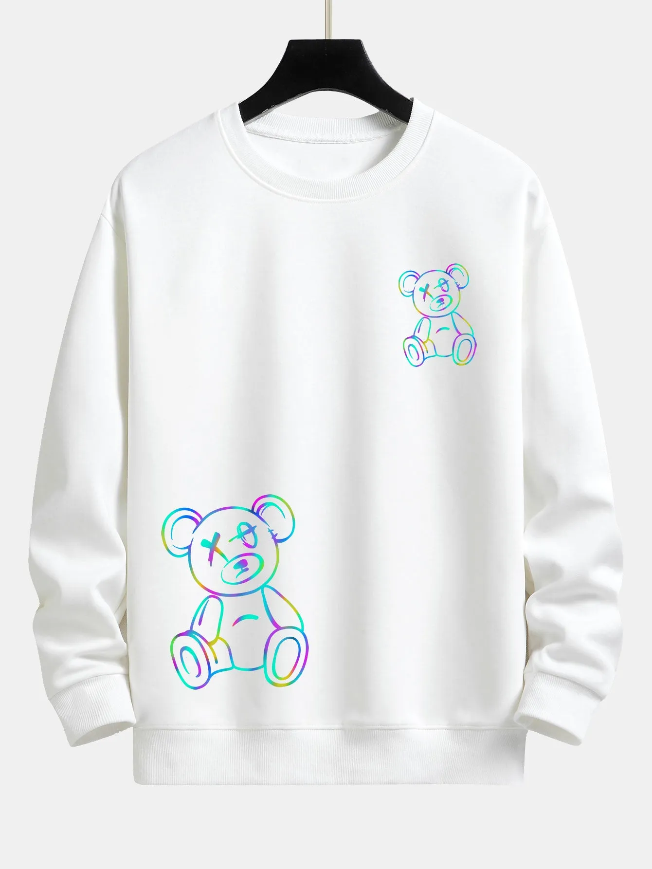 Fashion Colorful Bear Print Relax Fit Sweatshirt sold by Hoooyi product image thumbnail 2