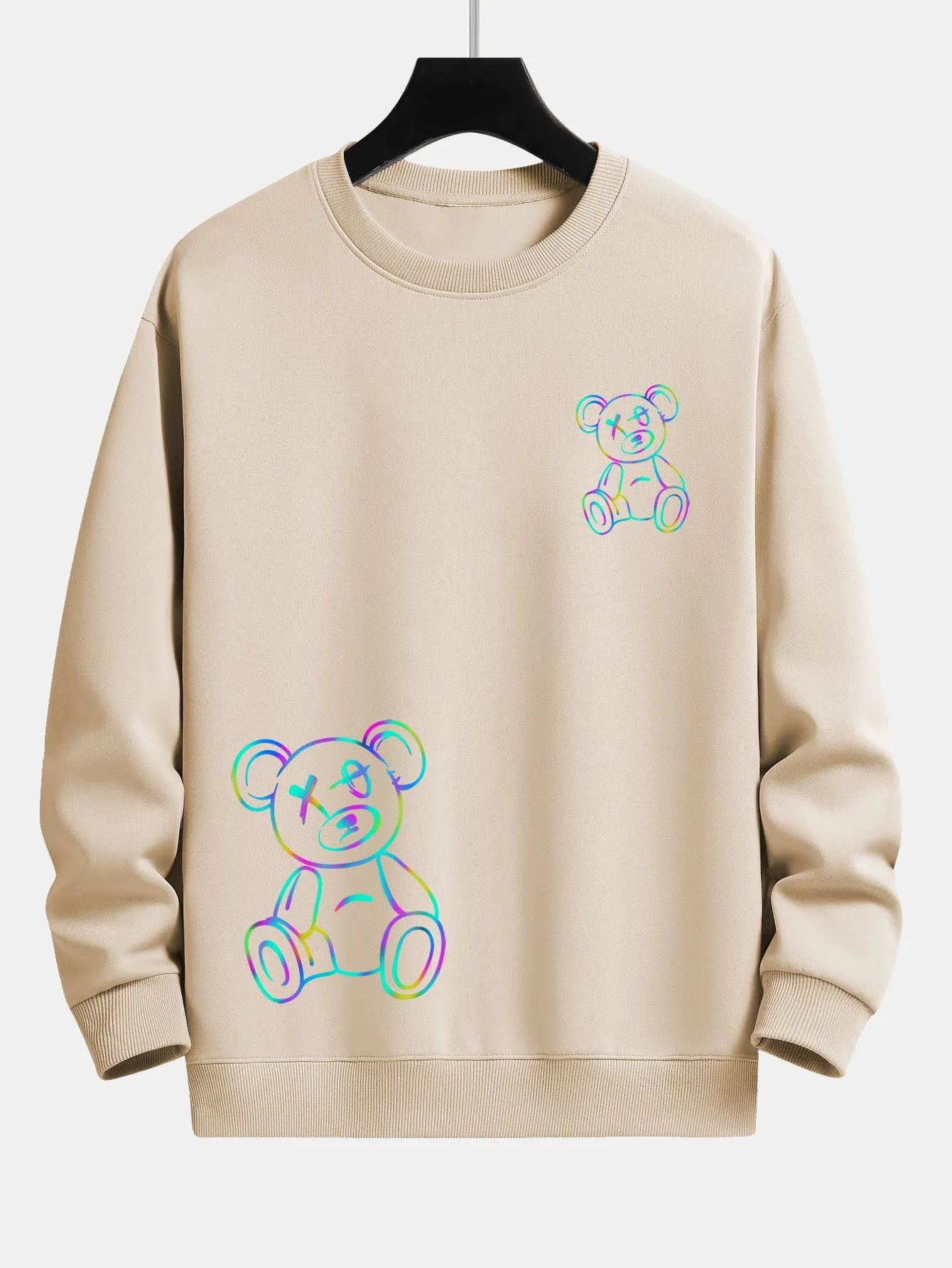 Fashion Colorful Bear Print Relax Fit Sweatshirt sold by Hoooyi product image thumbnail 4