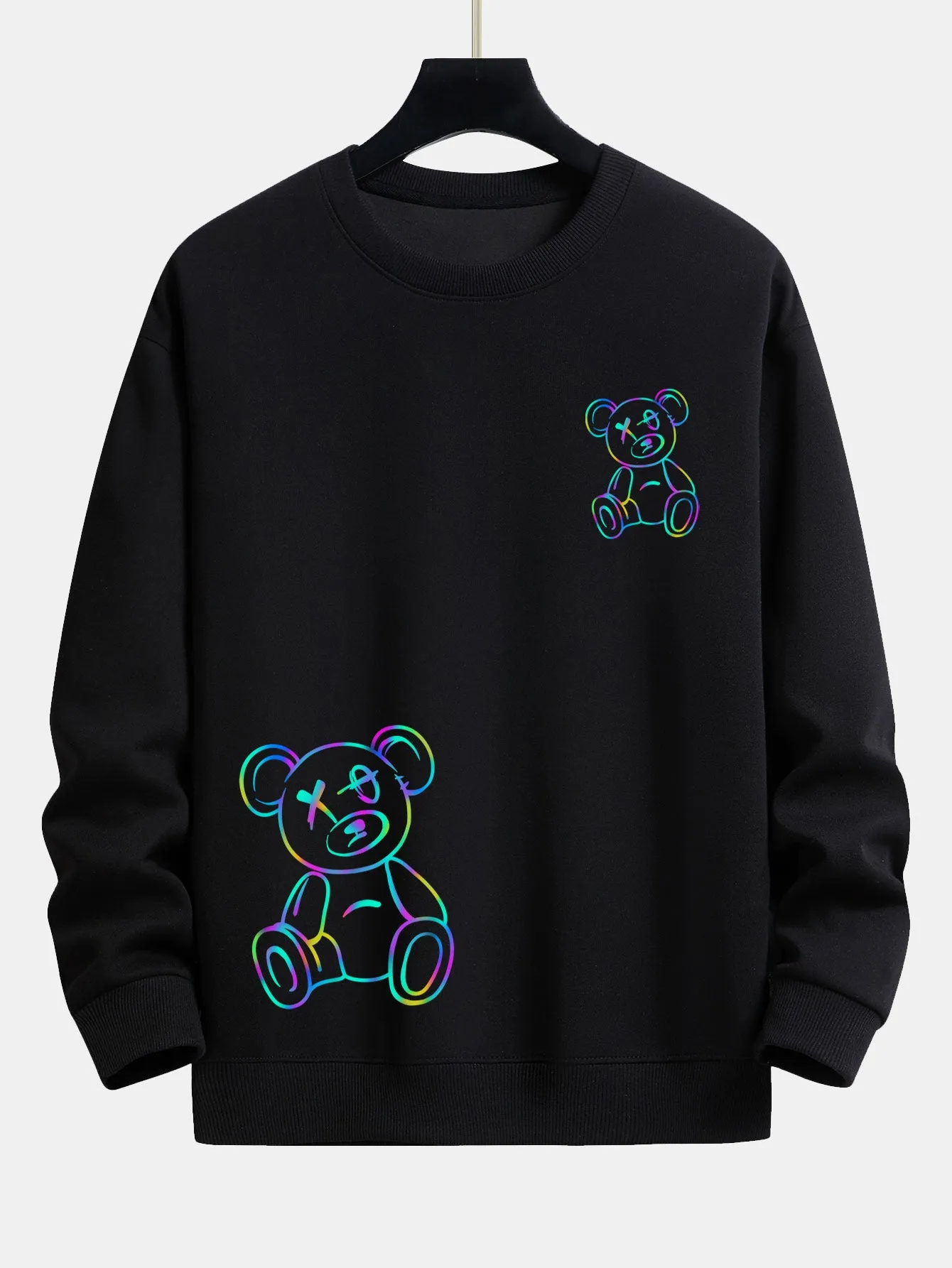 Fashion Colorful Bear Print Relax Fit Sweatshirt sold by Hoooyi