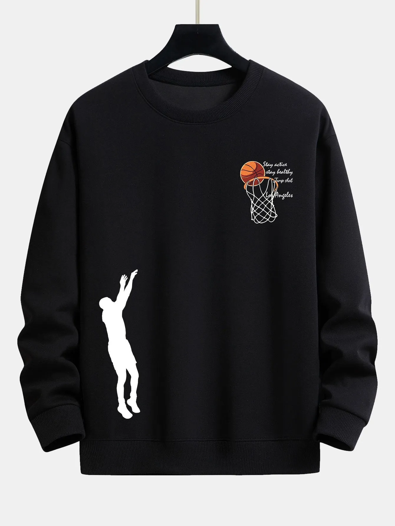 Man Shooting Basketball Print Relax Fit Sweatshirt sold by Hoooyi