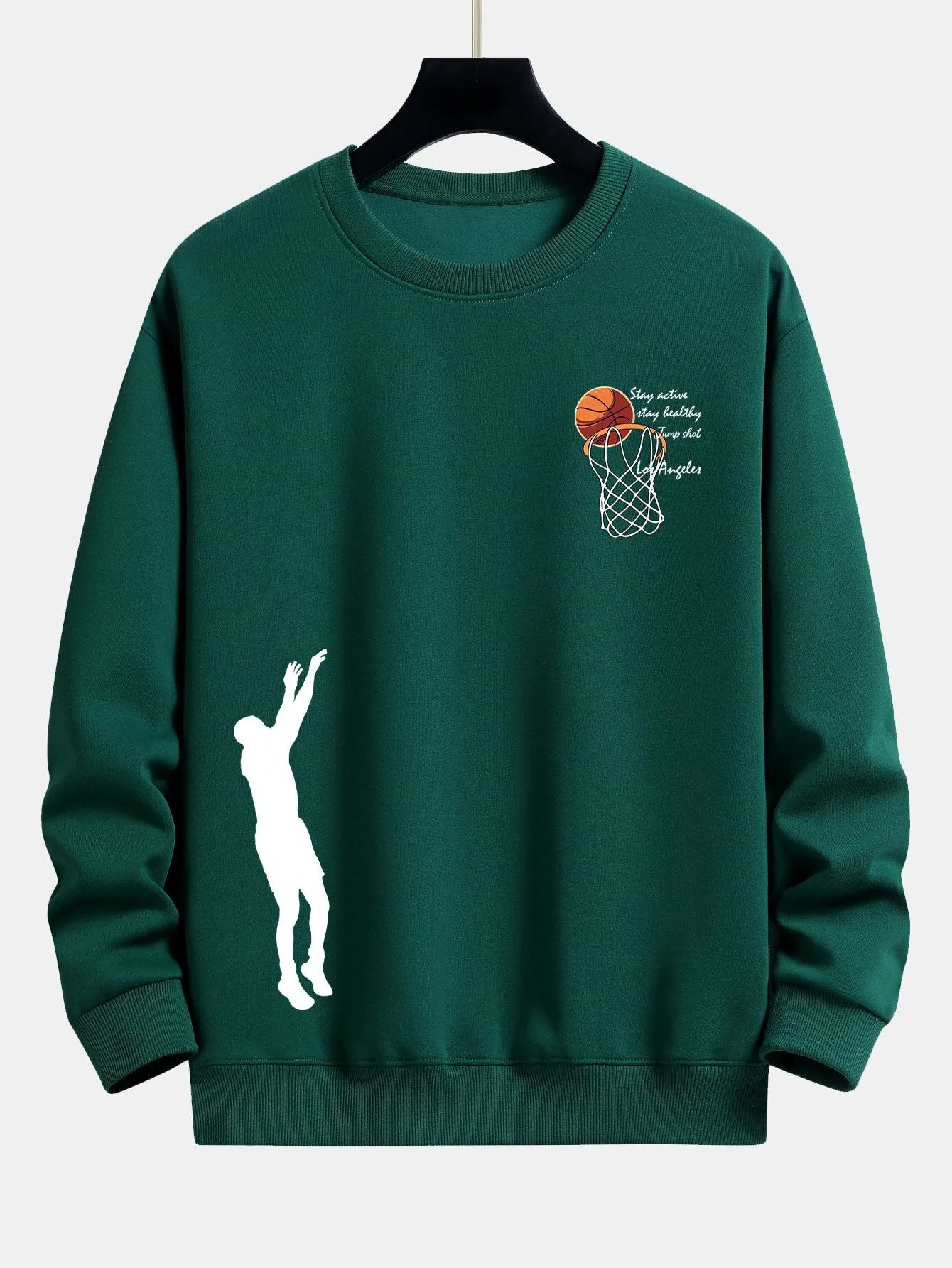 Man Shooting Basketball Print Relax Fit Sweatshirt sold by Hoooyi product image thumbnail 3