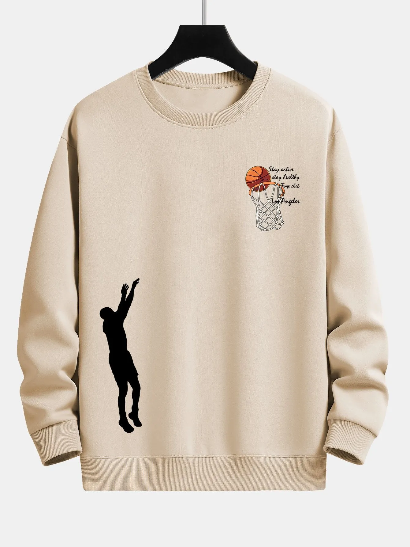 Man Shooting Basketball Print Relax Fit Sweatshirt sold by Hoooyi product image thumbnail 4