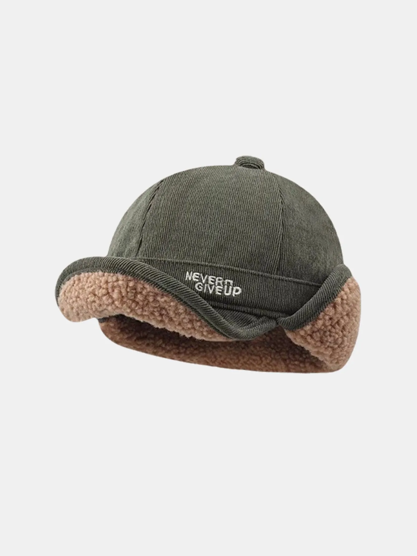 Corduroy Sherpa Lining Warm Earflaps Hat sold by Hoooyi product image thumbnail 4