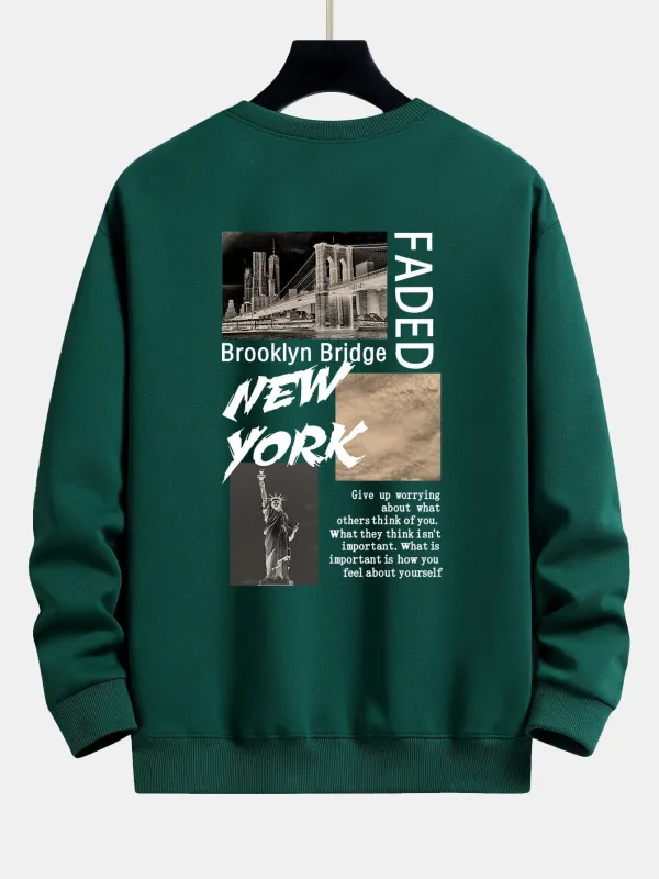 New York Cityscape Back Print Relax Fit Sweatshirt sold by Hoooyi