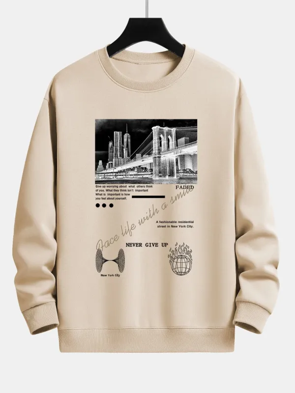 New York Slogan Print Relax Fit Sweatshirt sold by Hoooyi