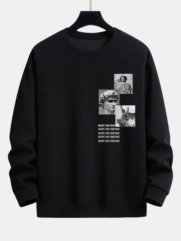 Gothic Slogan Statue Print Relax Fit Sweatshirt made by Hoooyi