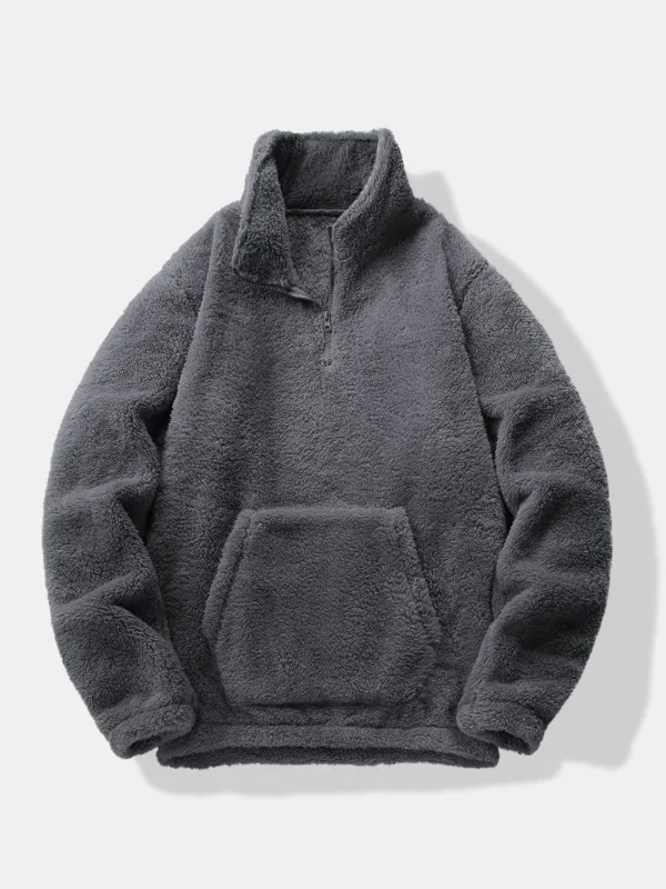Quarter Zip Teddy Sweatshirt sold by Hoooyi
