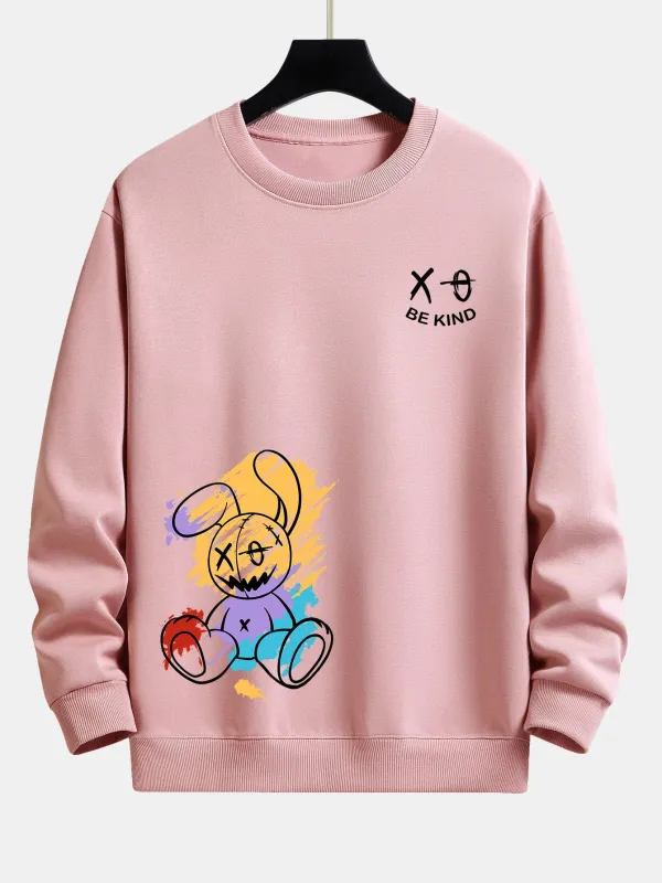 Graffiti Rabbit Print Relax Fit Sweatshirt sold by Hoooyi