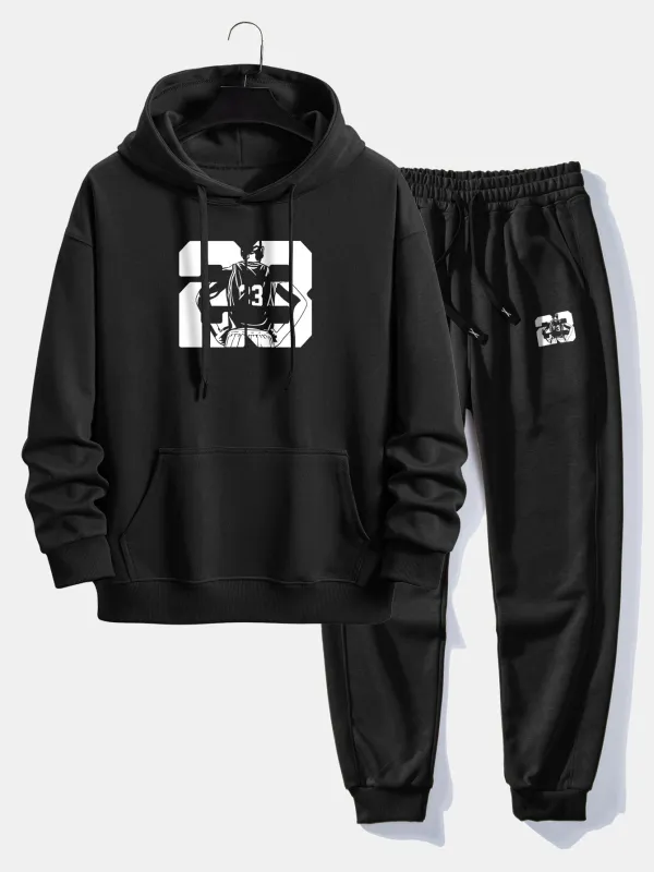 Number 23 Print Relax Fit Hoodie & Jogging Pants made by Hoooyi