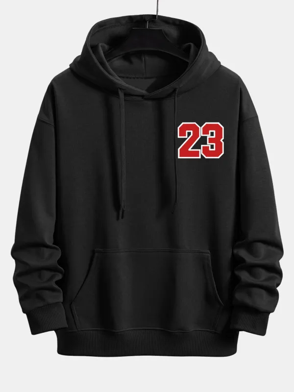 Number 23 Print Relax Fit Hoodie sold by Hoooyi