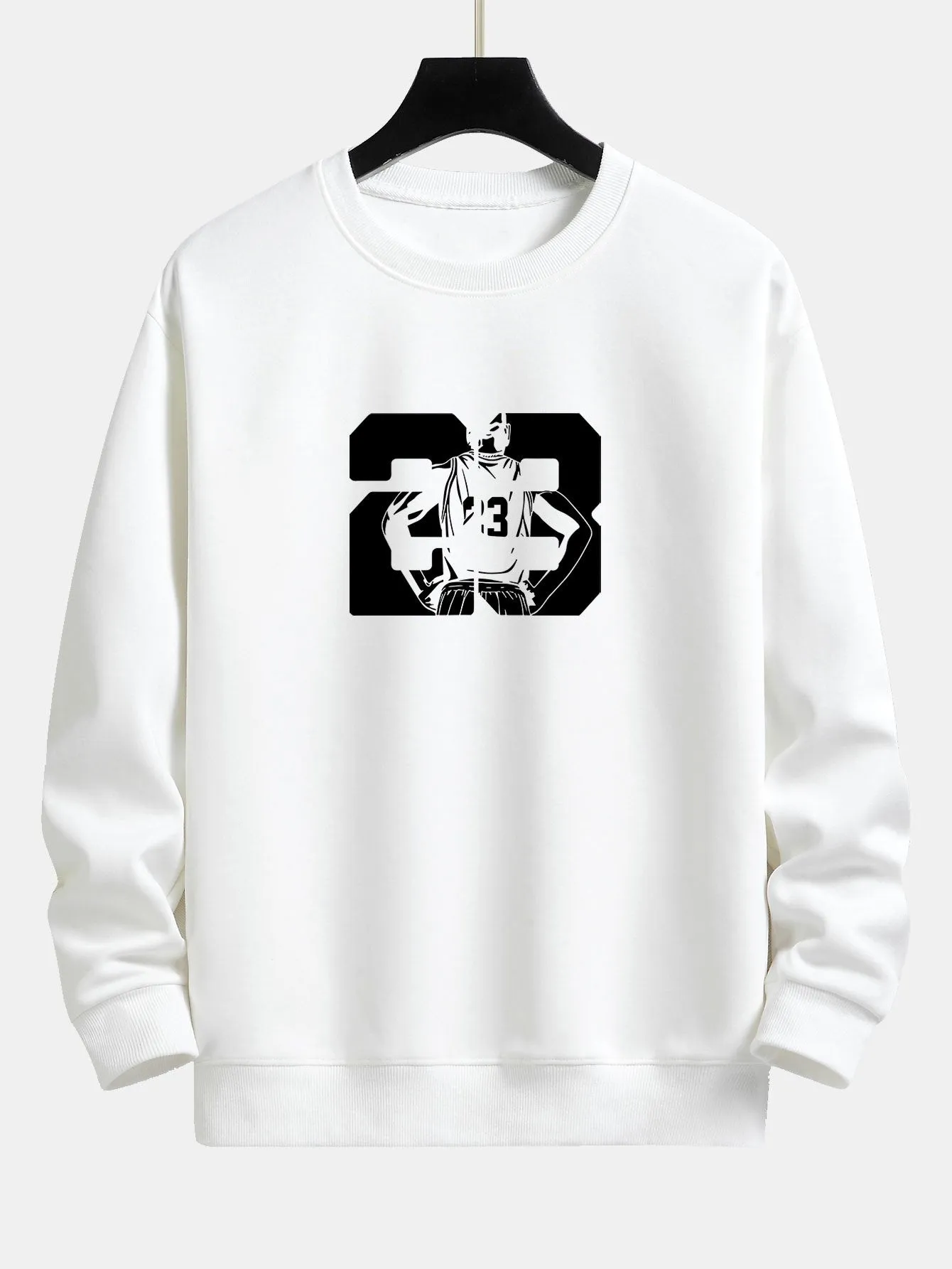 Number 23 Print Relax Fit Crew Neck Sweatshirt sold by Hoooyi product image thumbnail 5