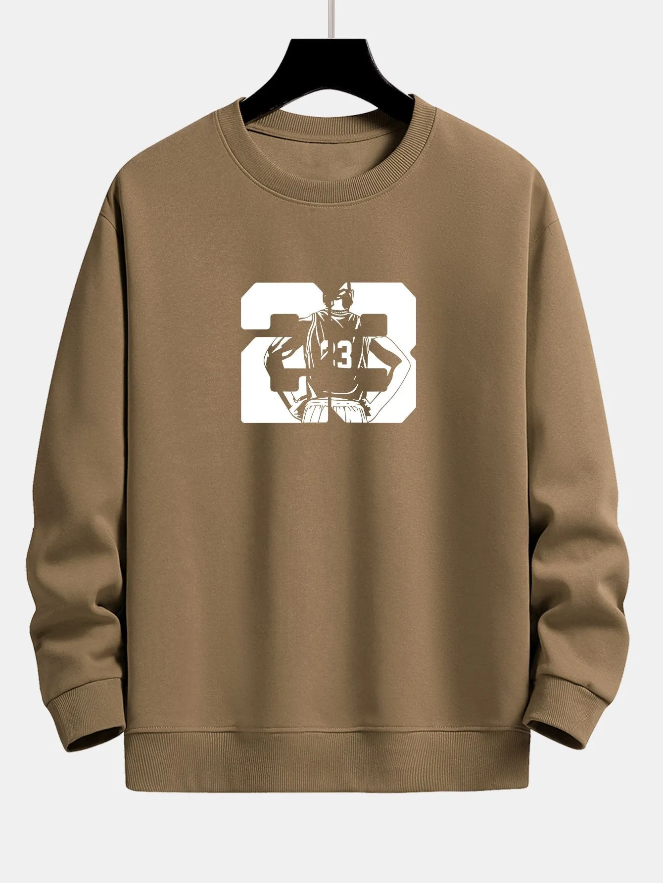 Number 23 Print Relax Fit Crew Neck Sweatshirt sold by Hoooyi product image thumbnail 3
