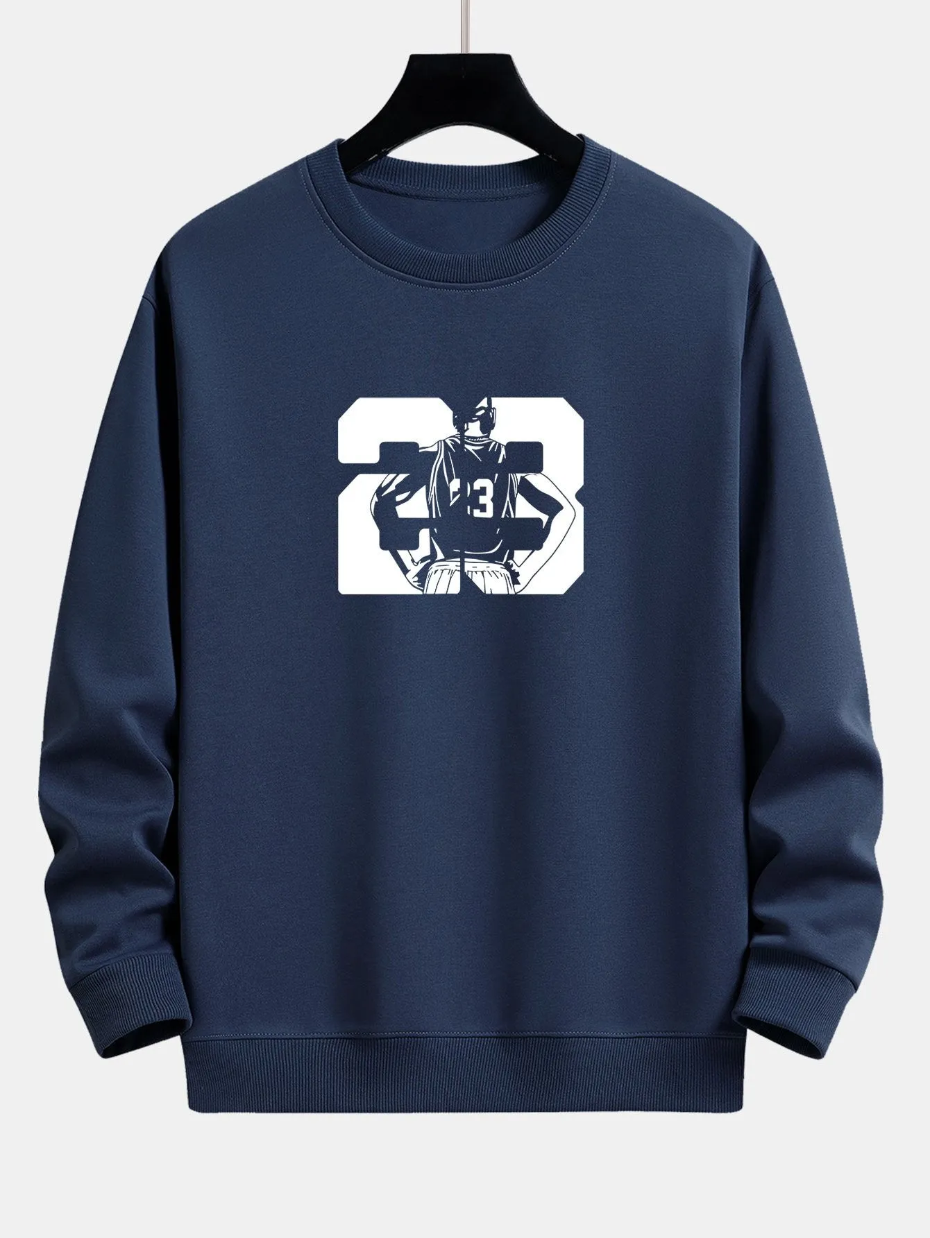 Number 23 Print Relax Fit Crew Neck Sweatshirt sold by Hoooyi product image thumbnail 4