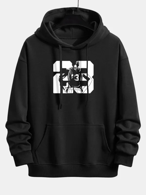 Number 23 Print Relax Fit Hoodie made by Hoooyi