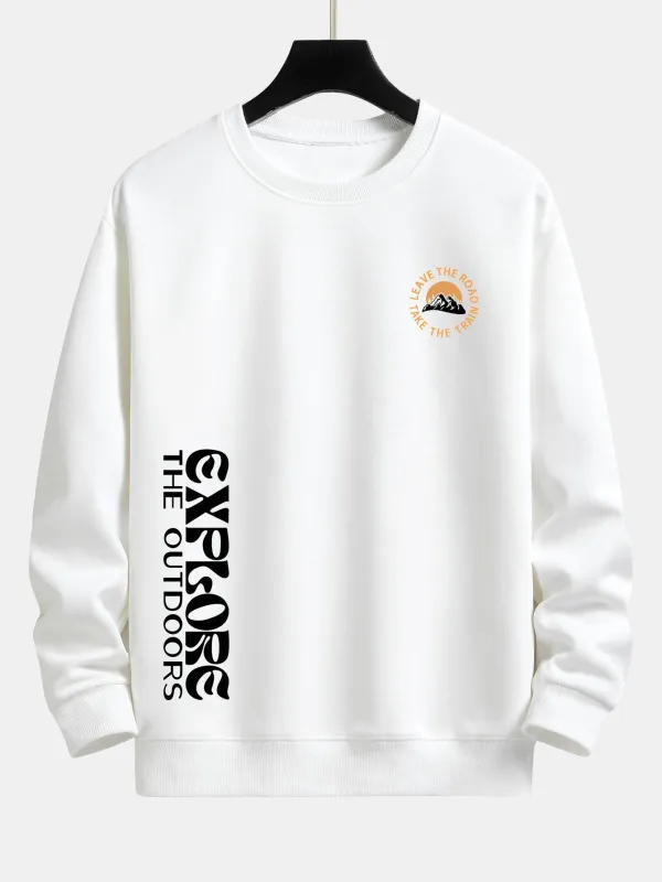 Mountain Slogan Print Relax Fit Sweatshirt sold by Hoooyi