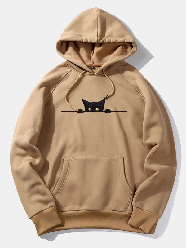Black Cat Print Hoodie sold by Hoooyi
