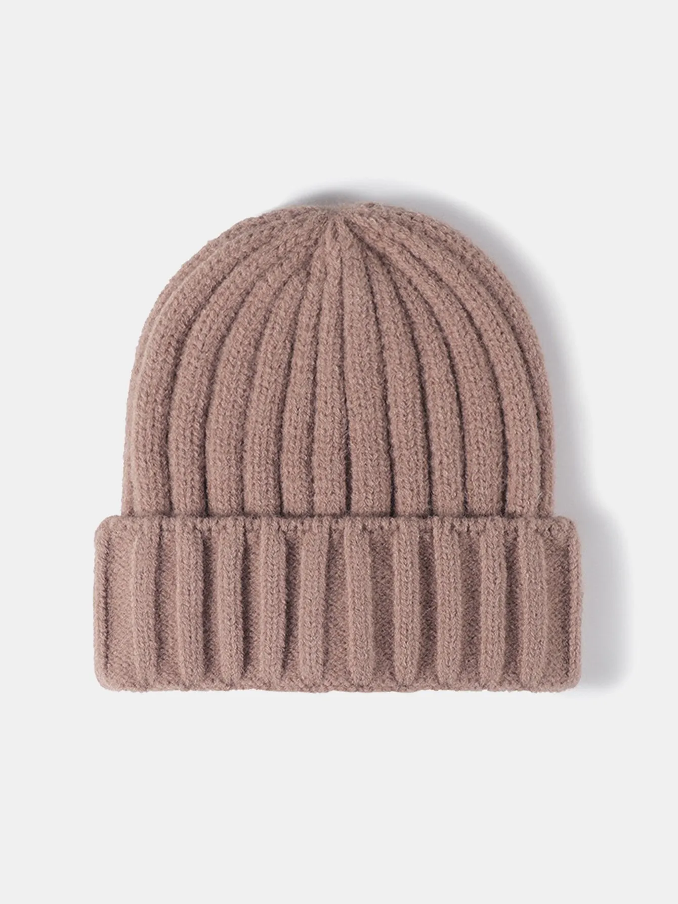 Faux Wool Warm Stripe Knit Beanie Hat Cuffed Cap sold by Hoooyi