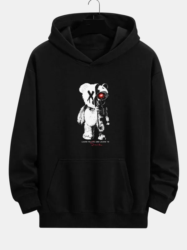 Robot Bear Print Relax Fit Hoodie made by Hoooyi