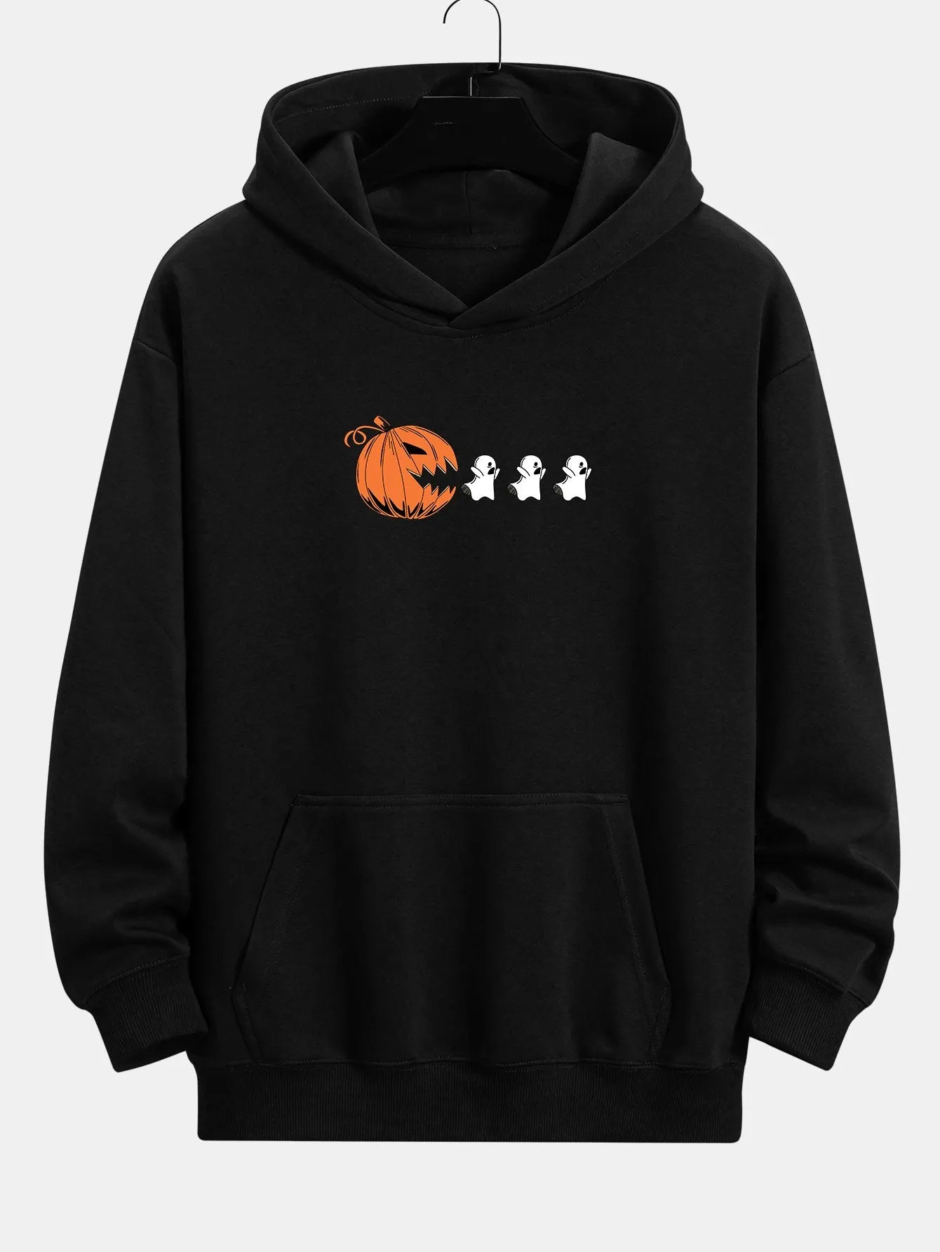 Pumpkin Chasing Ghosts Print Relax Fit Hoodie sold by Hoooyi