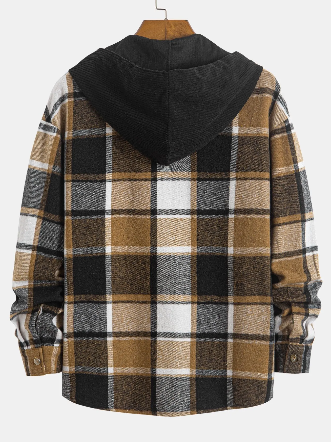 Relax Fit Corduroy Plaid Hooded Shirt sold by Hoooyi product image thumbnail 2