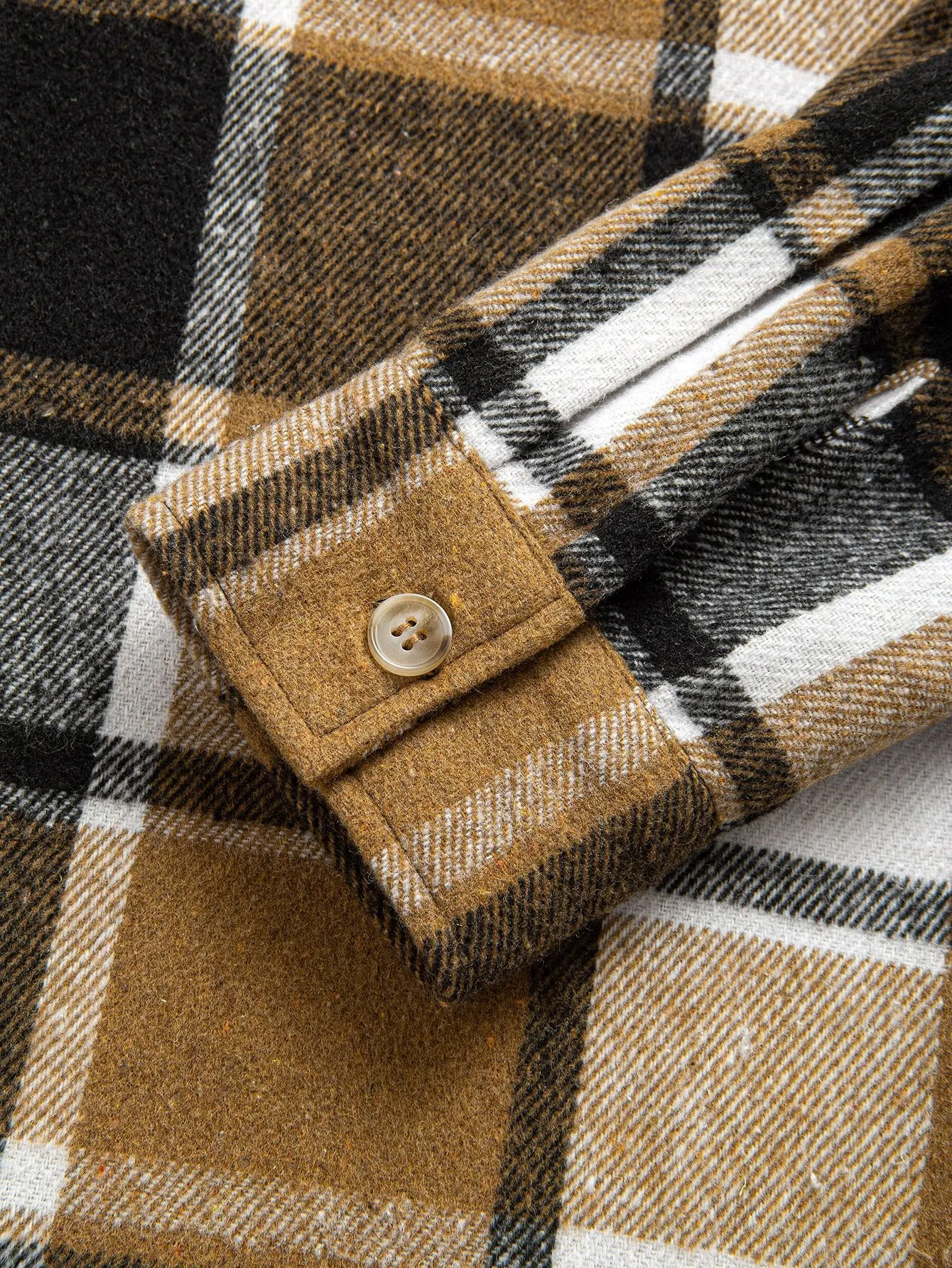 Relax Fit Corduroy Plaid Hooded Shirt sold by Hoooyi product image thumbnail 4