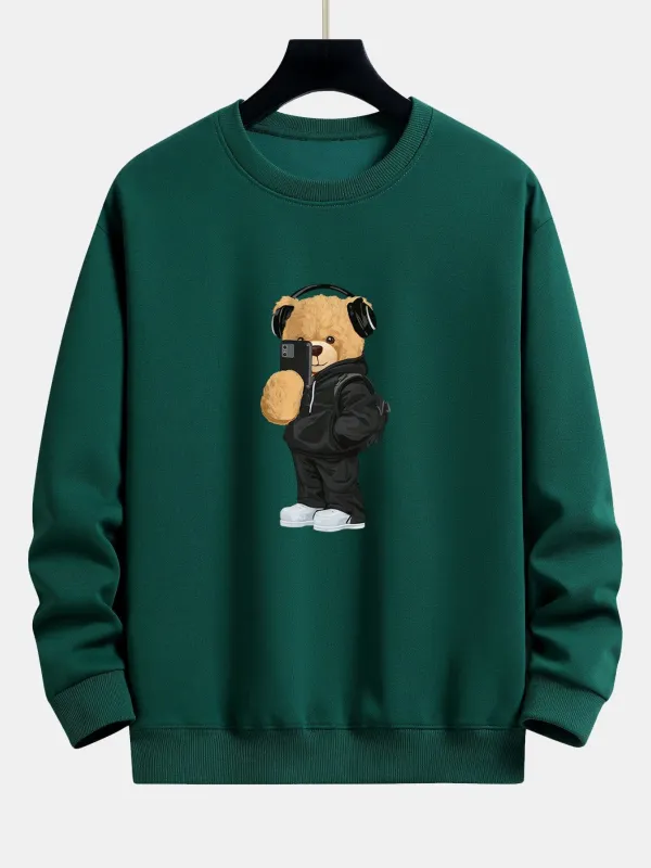 Fashion Bear Taking Photo Print Relax Fit Sweatshirt sold by Hoooyi