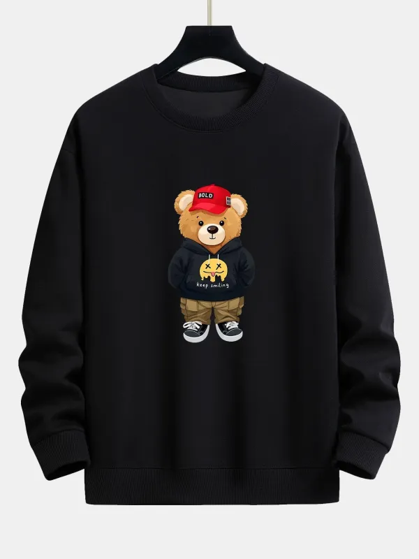 Streetwear Bear Print Relax Fit Sweatshirt sold by Hoooyi
