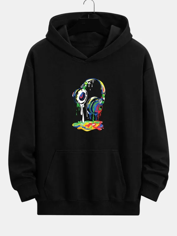 Dissolving Headphones Print Relax Fit Hoodie sold by Hoooyi