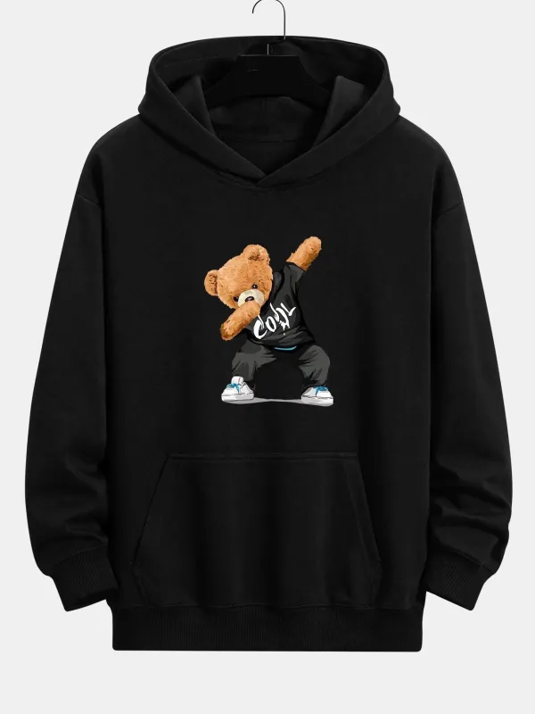 Cool Bear Print Relax Fit Hoodie made by Hoooyi