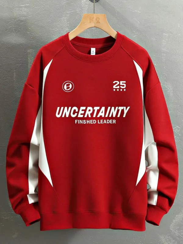 Oversize Slogan Color Block Sweatshirt made by Hoooyi