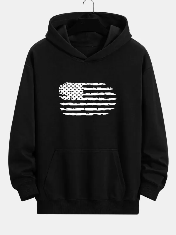 American Flag Print Relax Fit Hoodie made by Hoooyi
