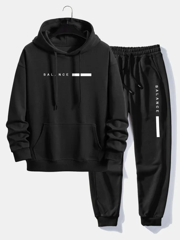 Balance Stripe Print Relax Fit Hoodie & Jogging Pants sold by Hoooyi