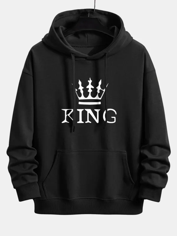 King Crown Print Relax Fit Hoodie sold by Hoooyi