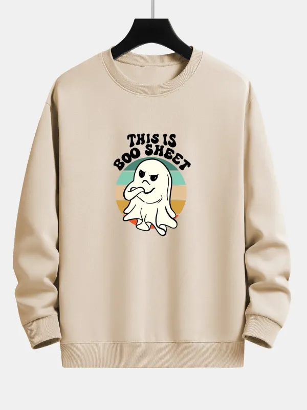 Ghost Slogan Print Relax Fit Sweatshirt sold by Hoooyi