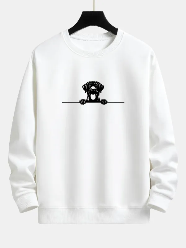 Peeking Black Labradoodle Dog Print Relax Fit Sweatshirt sold by Hoooyi