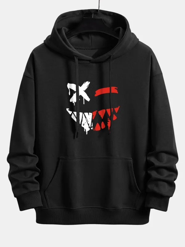Dissolving Evil Smiley Face Print Relax Fit Hoodie made by Hoooyi