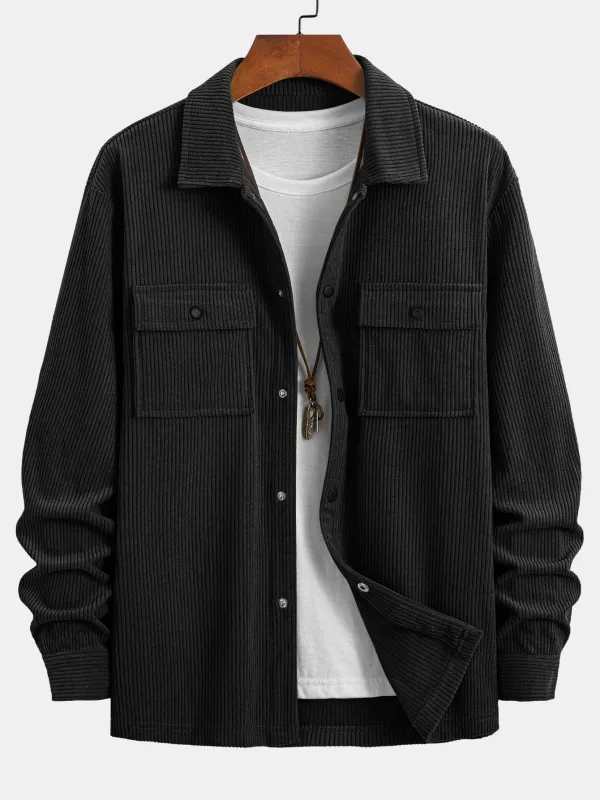 Corduroy Overshirt With Pockets sold by Hoooyi