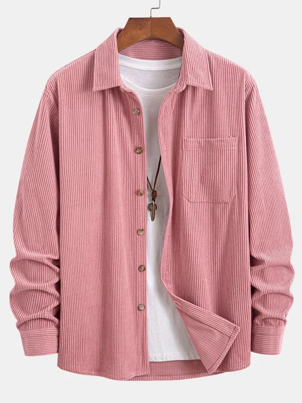 Corduroy Button Up Shirt sold by Hoooyi