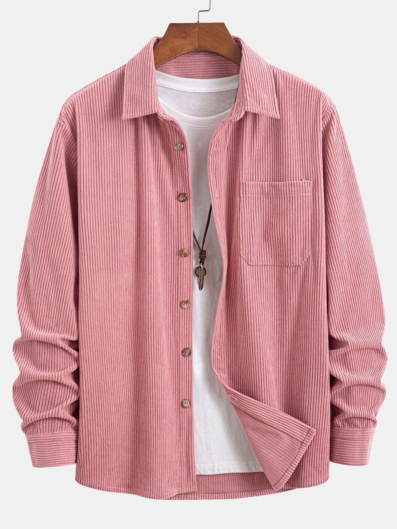 Corduroy Button Up Shirt sold by Hoooyi