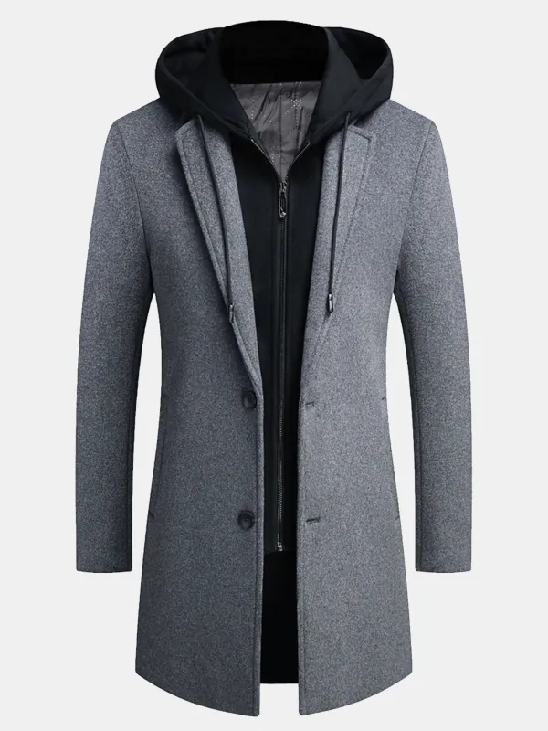 Detachable Hooded Woolen Overcoat sold by Hoooyi