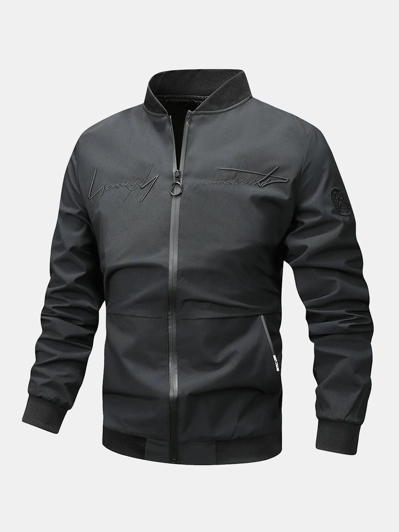 Slogan Zip Bomber Jacket sold by Hoooyi product image thumbnail 3